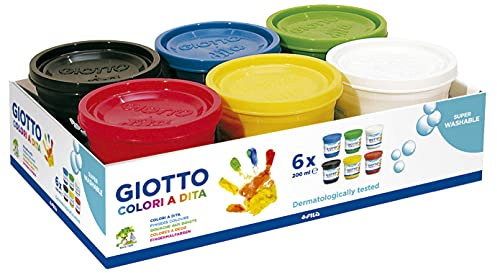 GIOTTO DITA Fingermalfarbe im Set 6 Farben à 200 ml 5350 00, Mehrfarbig, 6X 200ml