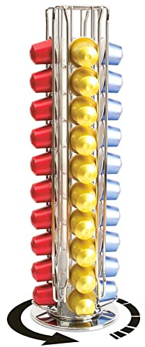COBB INDUSTRIES® - Osiris CH0015 - Porte Capsules Distributeur Présentoir Rotatif pour 40 Capsules Nespresso Acier chromé