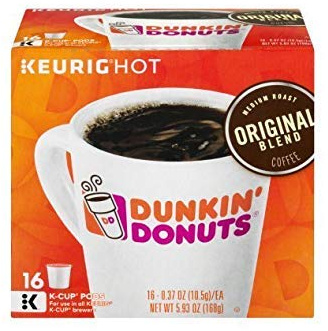 Dunkin Donuts Original Flavor Coffee K-Cups For Keurig K Cup Brewers (16 Count)