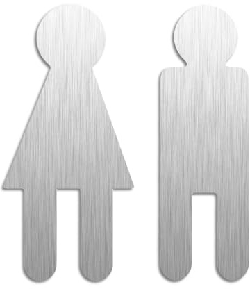 Plaques pictogrammes - WC Toilettes Femmes Hommes | Set de 2 Matériau Acier inox H=120 mm auto-adhésif No.1100