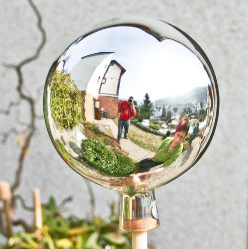 Lauschaer Glaskunst Thüringer Rosenkugel - 18 cm - Silber