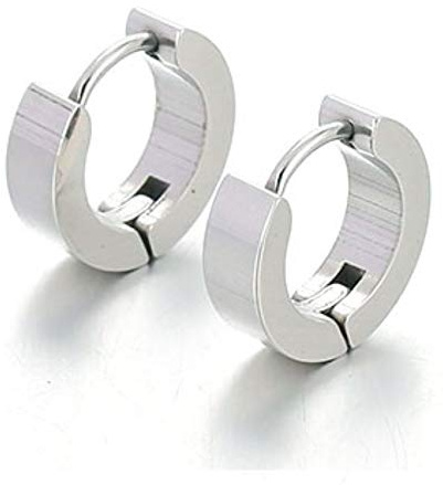 Bungsa Creolen silber gravierbar 5mm - 1 Paar Klappcreolen Edelstahl (Ohrstecker Creolen Ohrhänger Huggie Ohrschmuck Gravur engravable Ohrklemmen Damen Frauen Herren Mode)