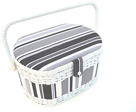 Nähkästchen, Nähkorb, Handarbeitskorb, grau-braun-beige, Sonderserie von Korbhaus Gesthüsen