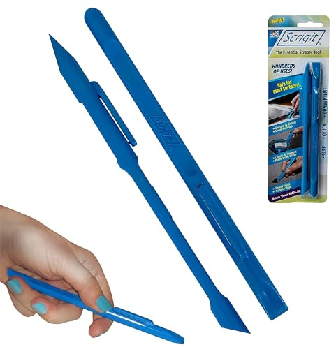Scrigit Scraper No-Scratch Plastic Scraper Tool, 2 Pack - The Handy Multi-Use Scraping Tool for Removing Food, Labels, Stickers, Paint, Grease - Easy to Hold, Reaches Tight Spaces and Crevices