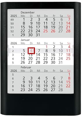 Truento 3-Monats-Tischkalender Standard für 2 Jahre (2026 & 2027) - Kunststoff - schwarz