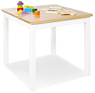 Pinolino Tavolo per bambini in legno massello Fenna, altezza 51 cm per 2-7 anni, laccato bianco e trasparente