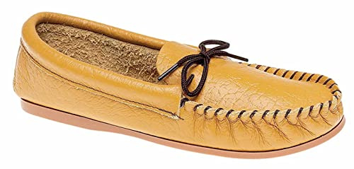 Mokkers Mens Leather Moccasin Slippers Outdoor Sole Size UK 6-13 - Made in England (9) Tan