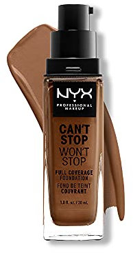 NYX Professional Makeup Fond de Teint Liquide Couvrant Tenue 24h Can't Stop Won't Stop Liquid Foundation, Waterproof, Fini Mat, Formule Vegan, Teinte : Cappuccino (17)