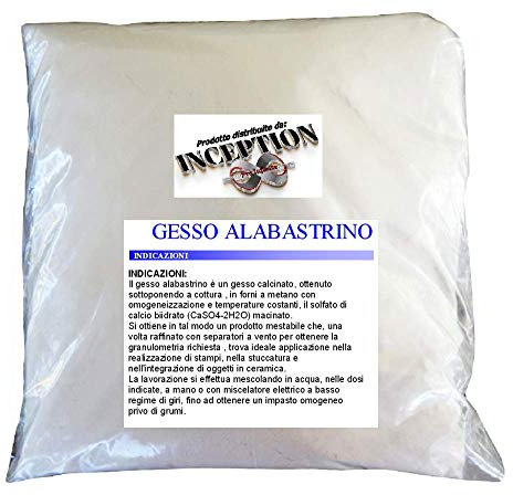 Inception Pro Gesso alabastrino 3kg, adatto a colate in stampi di silicone e non solo, Bianca, Pasta, Gesso per Artigianato