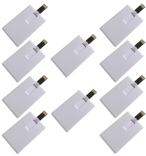 Fenglangrong 10 Unidades Flash USB, Forma De Tarjeta Bancaria De Crédito De Blanco 1GB Unidad Flash Memory Stick U Disk Memorias USB para Copia De Seguridad De Datos, Transferencia De Archivos