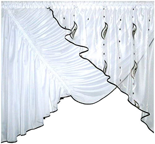 TOP Fertig-Gardine aus Voile NEU Top Design Set Schöne Küche-Gardine mit Kräuselband AG23 Modern