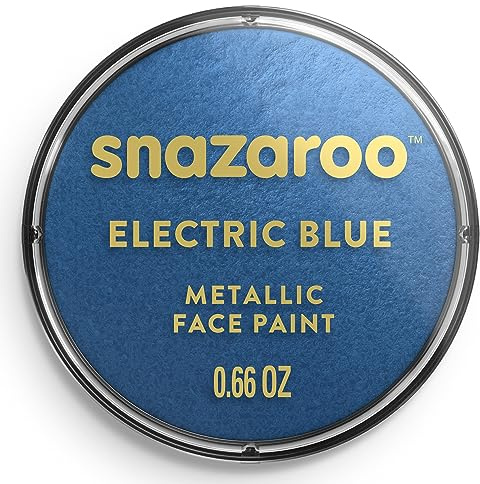 Snazaroo 1118331 Schminkfarbe - Metallik Elektrischblau, 18ml Topf - hautfreundliche Gesichtschminke auf Wasserbasis, wasservermalbar, parabenfrei, Face & Bodypaint Farbe für Kinder & Erwachsene