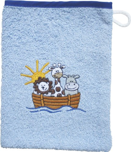Wörner Kinder-Waschhandschuh Arche Walk-Frottier blau Größe 15x20 cm
