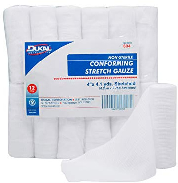 Dukal 604 Conforming Stretch Gauze, Non-Sterile, 4 Width x 4.1 Yard Length, Pack of 96