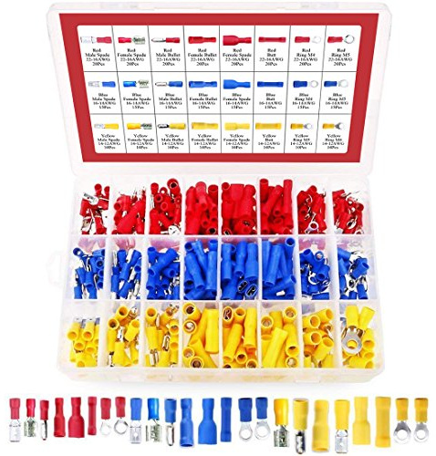 hilitchi 360 pcs Sortiert Isolierte Elektrische elektrischen Draht Terminals Crimp Stecker Spade Set