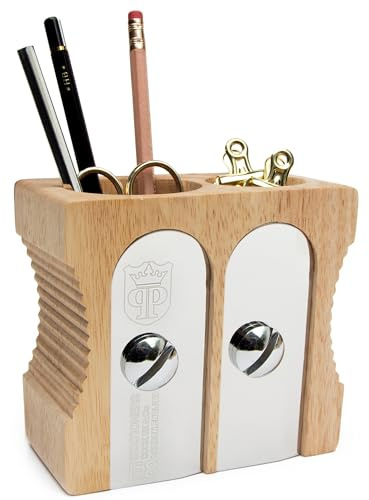 Suck UK Schreibtischköcher in der Form eines Bleistiftanspitzers | eleganter und stabiler Stifteköcher aus Holz |Schreibtisch-Organizer und Stifthalter |Schreibtisch Aufbewahrung | Dunkel