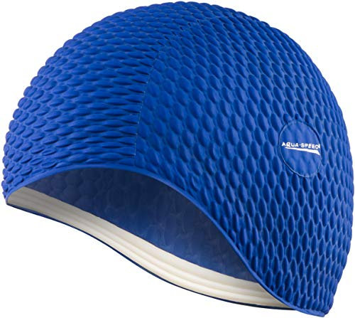 Aqua Speed Damen Badekappe Lange Haare | Womens Swimming Cap for Long Hair | Schwimmkappe Latex | Badehaube Schwimmen | Latexkappe | Schwimmmütze blau wasserdicht | Mittelblau 10 | Bombastic