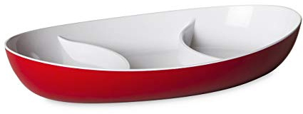 omada Design Servierteller aus Resistenten, Unzerbrechlich und Zweibunten Kunststoff. Made in Italy, Linea Trendy, Länge: 28 cm, Spülmaschinenfest, Ideal für Aperitifis, Rot Farbe