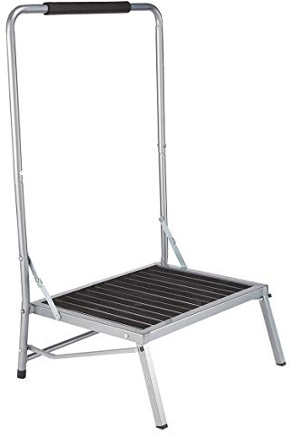 LivingSURE Extra Wide Folding Step Stool with Foam-Grip Handle – Non-Slip Surface, Lightweight Steel Frame, Adds 8 Height – Compact Safety Step for Kitchen, Bathroom, Bedroom & Indoor Use