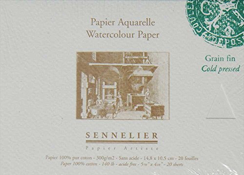 Sennelier - Aquarellpapier - Kaltgepresst - 11 cm x 15 cm - 4-seitig geleimt