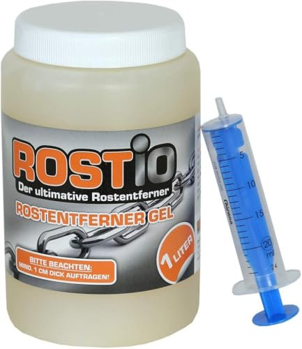 Rostio Hocheffektiver Rostumwandler/Rostentferner Gel 1 Liter | Entroster für Auto, Fahrrad, Metall, Edelstahl, Chrom …