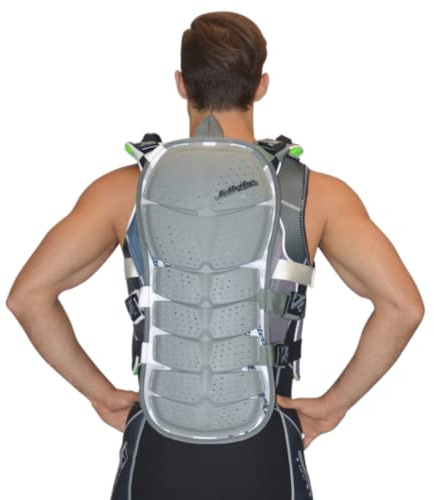 Jet Ski Racing Back Protection | Spinal Impact Absorbing Water Sports | Jettribe PWC Accessories | Grey/White Deflector | Compatible PFD Life Vests | Youth - Adult Sizes (Youth)
