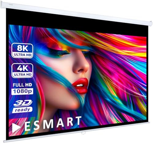 ESMART Professional MIROLO Rollo-Leinwand 315 cm Bild 295 x 165 cm (133) 16:9 | Heimkino Beamer Projektionsleinwand Rollo Leinwand LCD LED