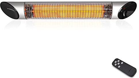 VEITO| infrarot-Heizstrahler| Terassenstrahler| elektrisch| 3 Heizstufen mit Fernbedienung| 2500 Watt| IP55| Infrarotheizung | Umkippschutz| Silber| Elektroheizung| TÜV/GS zertifiziert| Wandmontage…
