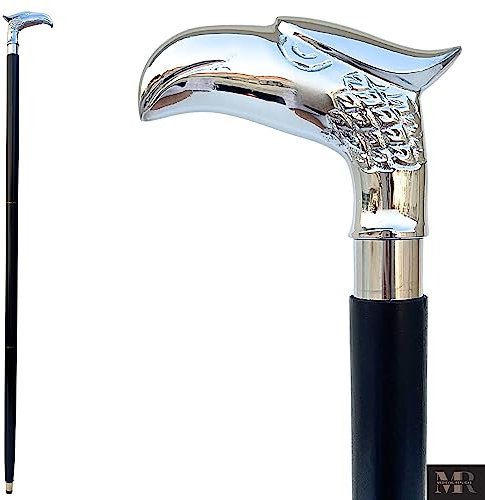 SouvNear dekorative Gehstöcke in Premiumqualität - Palisander mit Messinggriff, antike Optik, viktorianischer Stil, Gehstock für Damen und Herren, eleganter Gehstock aus Indien, 95 cm, holz, WalKing Cane., Silver Eagle Head