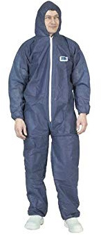 CARTON DE 50 COMBINAISONS JETABLES EN POLYPROPYLENE BLEU A CAGOULE. 42205 DE TIDY