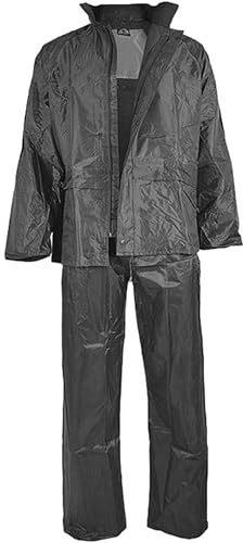 Mil-Tec Regenanzug Herren (2-teilig) • Wasserabweisender Regenanzug • Leichte Regenjacke mit Kapuze & Regenhose • Regenschutz für Outdoor Aktivitäten • Regenbekleidung inkl. Tragebeutel