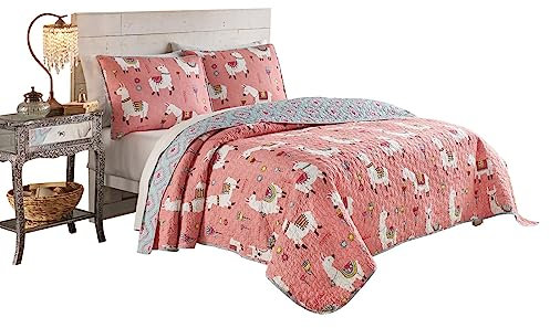 Vue Llama Drama 3-Piece Reversible Quilt Set, Full/Queen