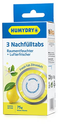 HUMYDRY Mini Tab Luftentfeuchter Nachfüllpacks 3x75g – Nimmt Feuchtigkeit auf und reduziert Gerüche – Neutral, Lavendel, Zitrone oder Apfel Duft – Für Räume bis 8 m²