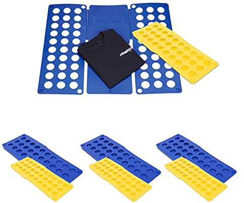 Relaxdays Faltbrett 2er Set, Wäschefaltbrett für knitterfreie Kleidung, Wäschefalter XXL, Kinder & Erwachsene, blau/gelb