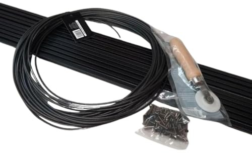SNAPP Aluminum Track Porch Screen Kit - DIY Screened in Porch & Patio Kit - 94-in Extruded Aluminum Track (5 Sticks), Round Screen Spline (50-ft), Screws (50) & Spline Roller Tool - 5pcs, Black