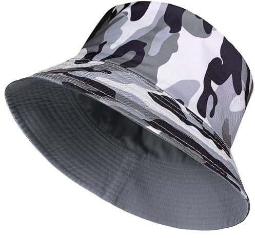 TOSKATOK® UPF 50+ Unisex für Damen und Herren Sonnenhut Camouflage 2 in 1 beidseitig tragbar Baumwollmischung Fischerhutdesign