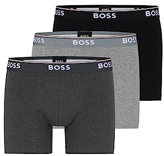 Hugo Boss Herr 3-pack bomullsboxershorts, Grå/kol/svart, L