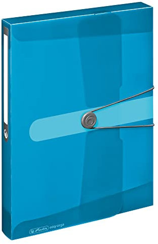 Herlitz Sammelbox A4 PP mit Rückenetikett, 1 Stück mit Design-Aufdruck, Rückenbreite 4 cm, transparent blau