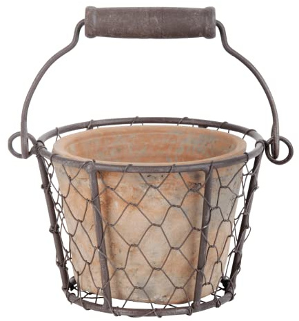 Esschert Design Pot en Terre Cuite dans Panier À Anse