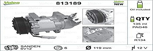 Valeo Compressore, Climatizzatore, Pre-riempimento Olio 813189 | Compatibile con: CITROËN BERLINGO / BERLINGO FIRST Großraumlimousine (MF_, GJK_, GFK_