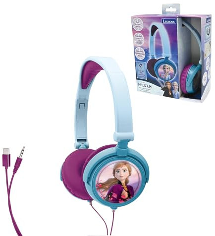 Lexibook, La Reine des Neiges, Casque Audio stéréo, Puissance sonore limitée, Pliable et Ajustable, Bleu/Violet, HP010FZ