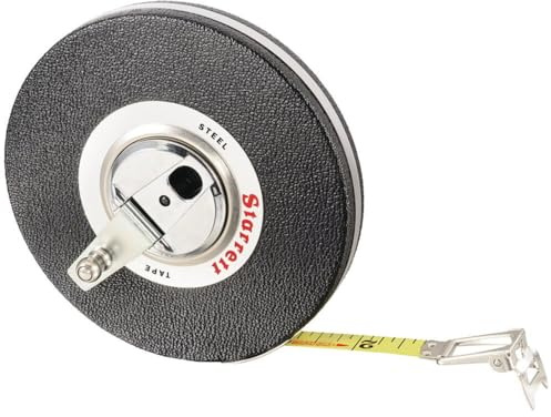 Starrett 530-100 3/8 x 100' Closed Reel Steel Long Tape Measure with Steel Case (65946)