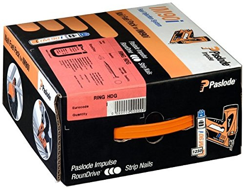 ITW Paslode Impulse Packs – Galvanisé plus (rainuré) – Acier Washer, disque denté externe, rondelle de pré-enfoncement Ø 2,8 x 75 mm