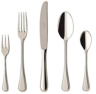 Villeroy und Boch Neufaden Merlemont Tafelbesteck für bis zu 6 Personen, 30-teilig, Edelstahl, teilversilbert