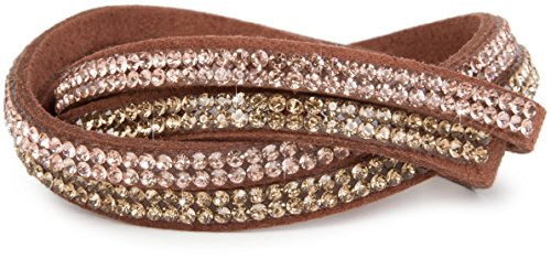 styleBREAKER Damen Wickelarmband Strass 2x2 40x1.2cm | Druckknopf Verschluss. 2-stufig verstellbar. weiche Haptik. Besatz mit Glassteinen. 2-reihiges Design. ca 400mm lang.