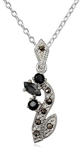 EYS JEWELRY® Damen-Halskette 40 cm Jugendstil 33 x 13 mm Saphir Markasit 925 Sterling Silber blau im Etui Damenkette Anhänger