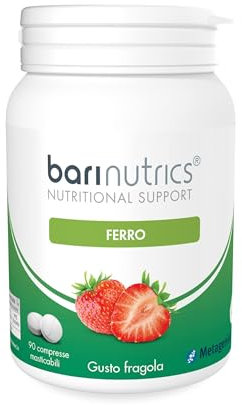 BariNutrics Ferro Fragola - In Caso di Stanchezza e Fatica - 90 Compresse Masticabili