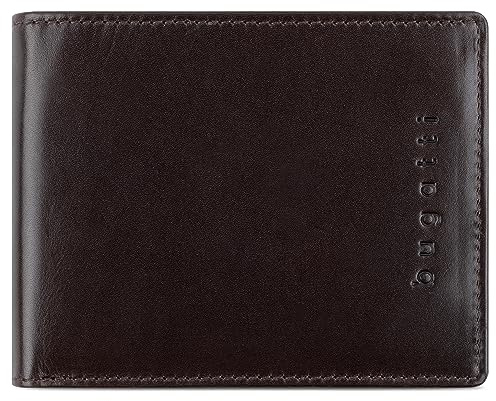 bugatti Romano Geldbörse mit RFID-Blocker, Portemonnaie aus robustem Rindleder Querformat, Geldtasche für Herren, braun