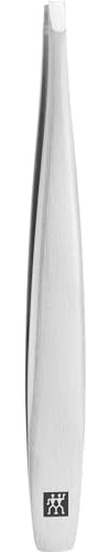 ZWILLING Pincett rak (pincett för ögonbryn, uppruggade, kalibrerade spetsar, allergivänliga), Premium, silver, 90 mm
