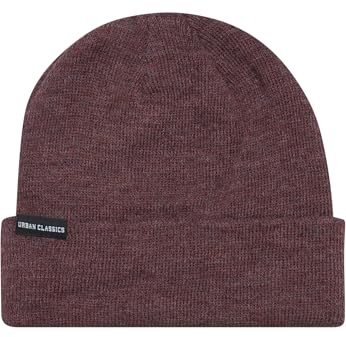 Urban Classics Unisex Basic Flap Beanie, Röd (Burgundy Melange 00614), one size